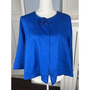 Vintage Y2K Richard Malcolm Cobalt Blue Jacket Size Large 100% Linen Button